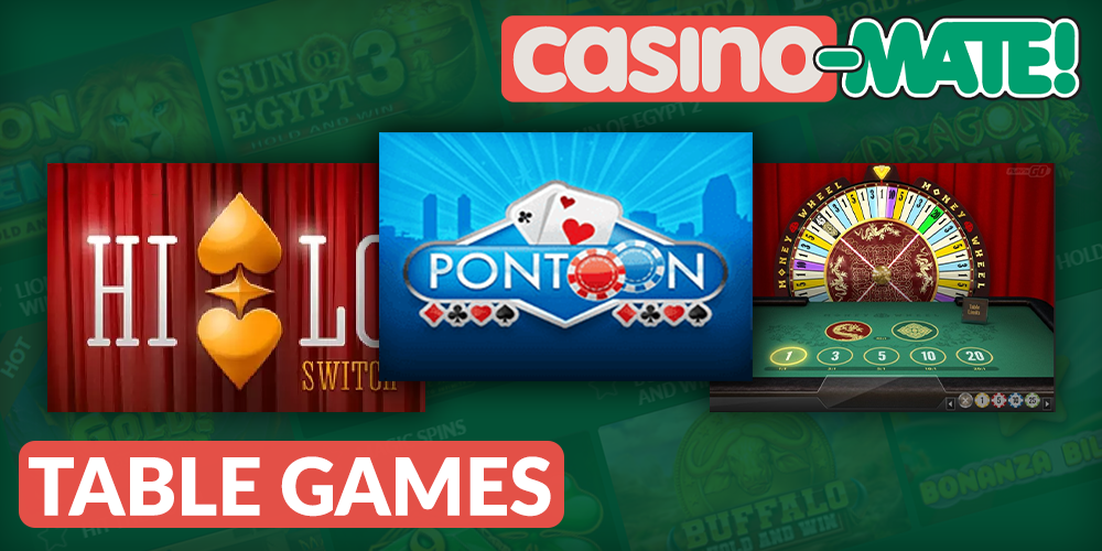 Table Games at Casino Mate such as Pontoon