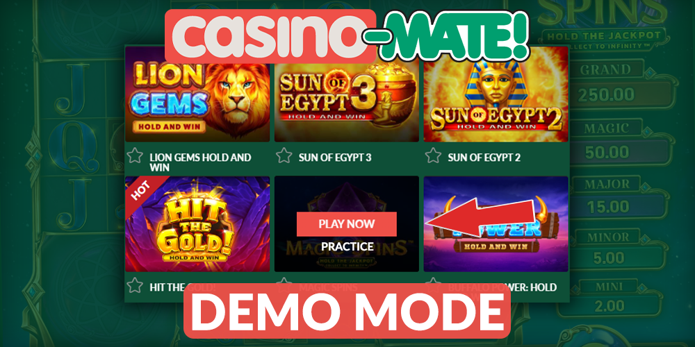 demo mode in Mate Casino games
