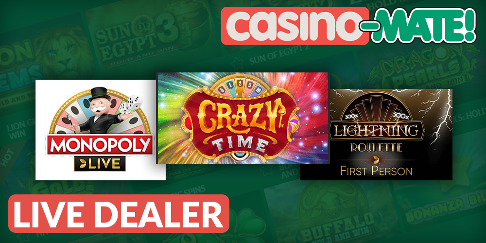 Live Casino games with a live dealer in Casino Mate