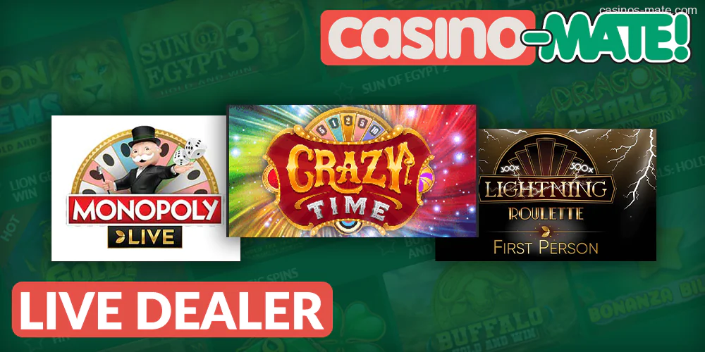 Live Casino games with a live dealer in Casino Mate