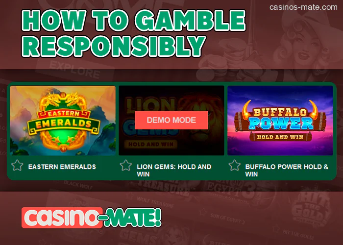 Ways to limit in Casino Mate - demo mode, self-exclusion, game and money limits