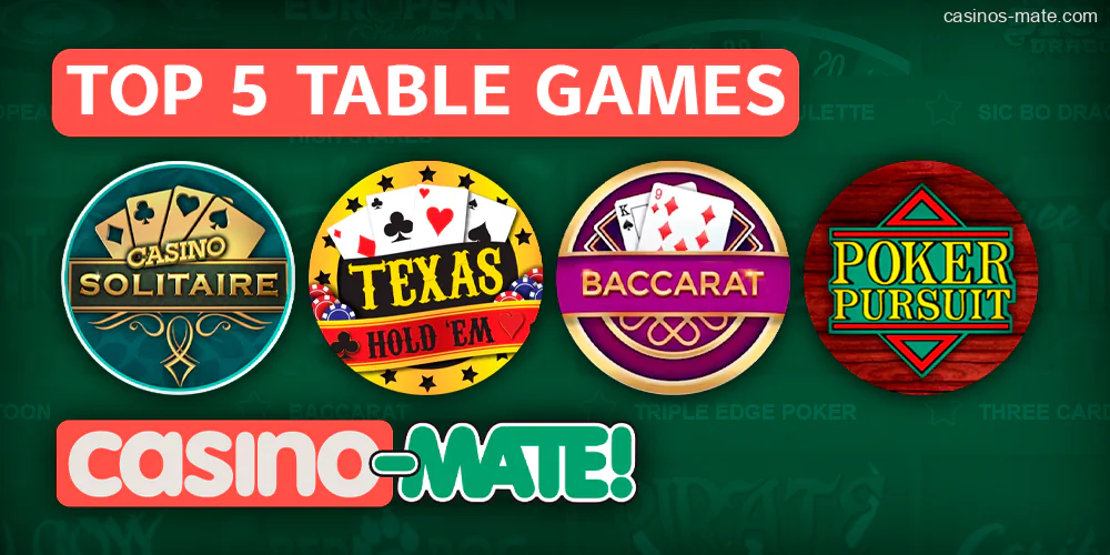 Best Table Games at Casino Mate - Top Five