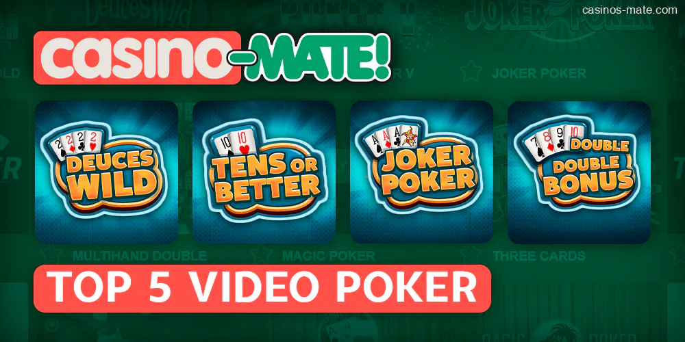 Top video poker games at Casino Mate
